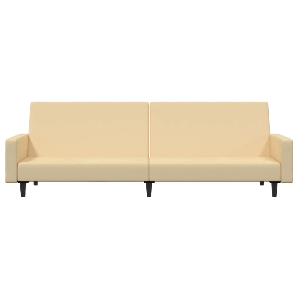 Schlafsofa 2-Sitzer Creme Samt