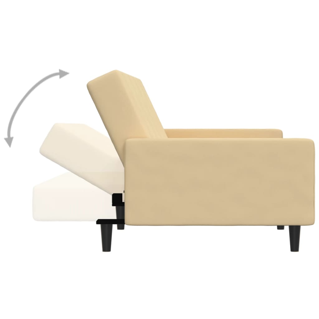 Schlafsofa 2-Sitzer Creme Samt