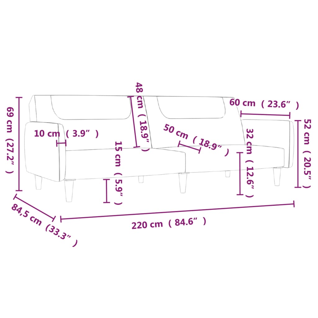 Schlafsofa 2-Sitzer Taupe Stoff
