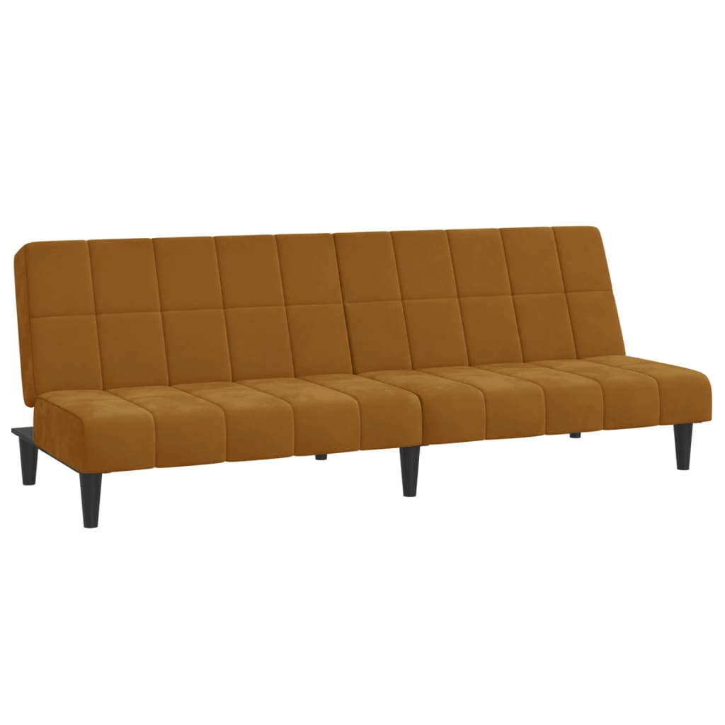 Schlafsofa 2-Sitzer Braun Samt