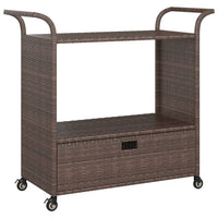 Thumbnail for Barwagen mit Schublade Braun 100x45x97 cm Poly Rattan