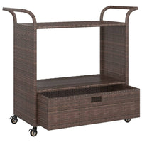 Thumbnail for Barwagen mit Schublade Braun 100x45x97 cm Poly Rattan