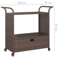 Thumbnail for Barwagen mit Schublade Braun 100x45x97 cm Poly Rattan