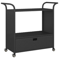 Thumbnail for Barwagen mit Schublade Schwarz 100x45x97 cm Poly Rattan
