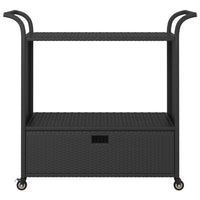Thumbnail for Barwagen mit Schublade Schwarz 100x45x97 cm Poly Rattan