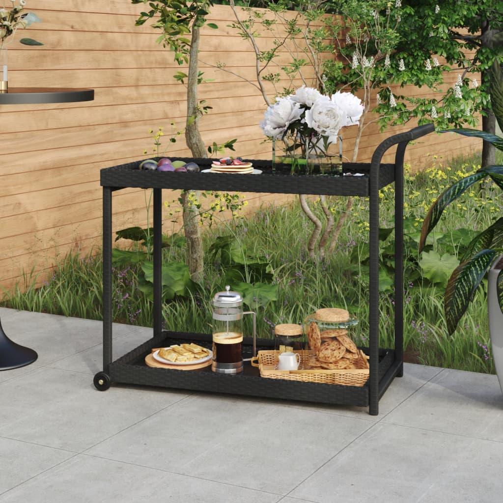 Barwagen Schwarz 100x45x83 cm Poly Rattan