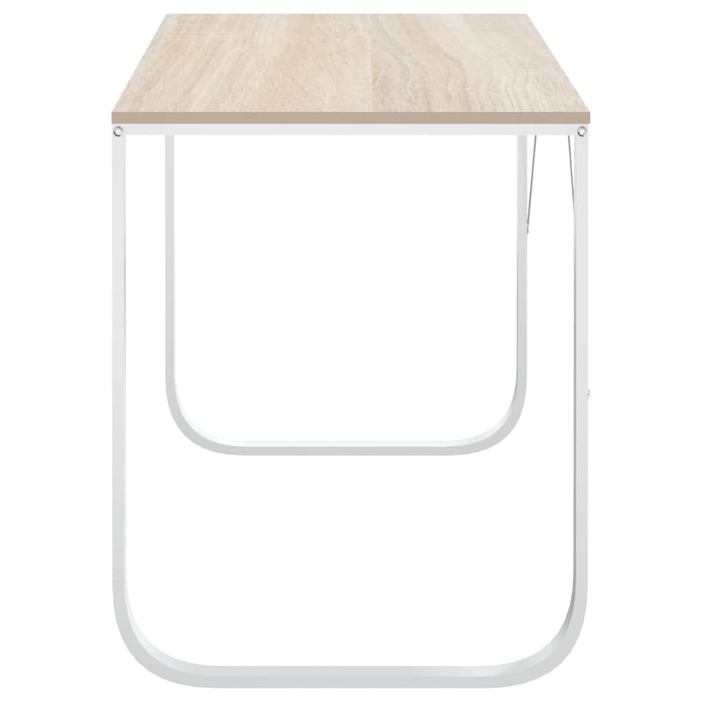Computertisch Weiß und Eiche-Optik 110x60x73 cm Spanplatte