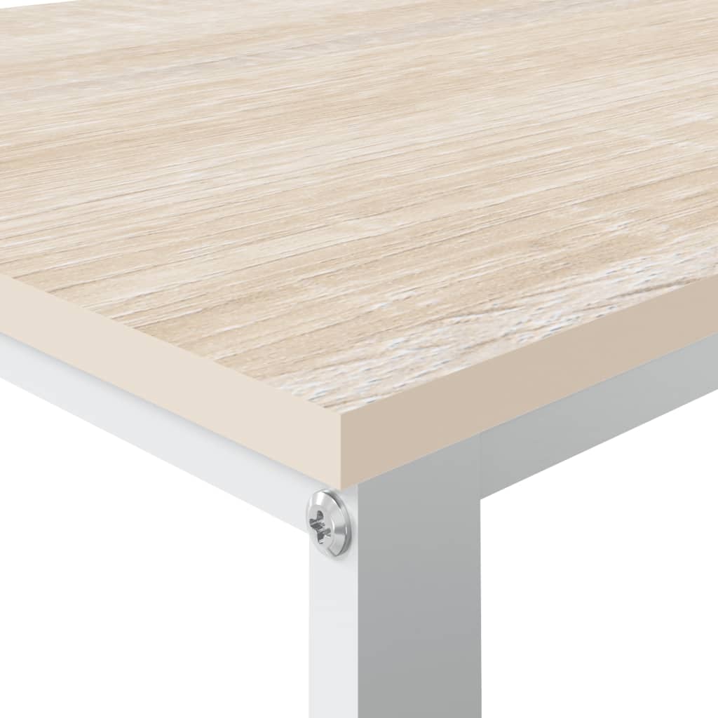 Computertisch Weiß und Eiche-Optik 110x60x73 cm Spanplatte