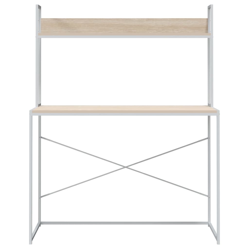 Computertisch Weiß und Eiche-Optik 110x60x138 cm Spanplatte