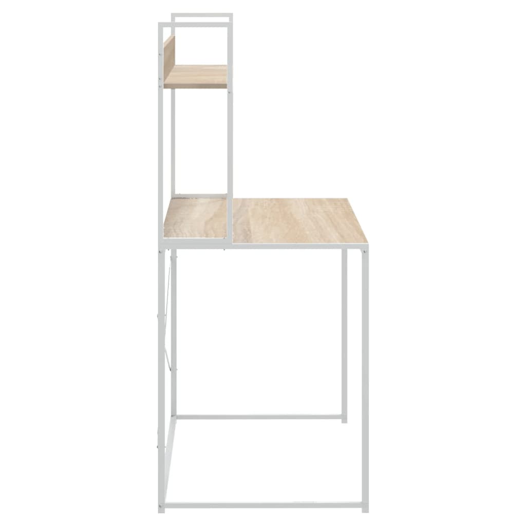 Computertisch Weiß und Eiche-Optik 110x60x138 cm Spanplatte