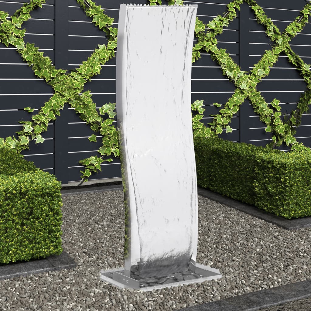 Gartenbrunnen mit Pumpe 108 cm Edelstahl Geschwungen