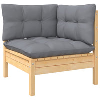 Thumbnail for Garten-Ecksofa mit Grauen Kissen Massivholz Kiefer