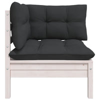Thumbnail for Garten-Ecksofa mit Kissen Weiß Massivholz Kiefer