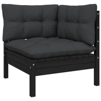 Thumbnail for Garten-Ecksofa mit Kissen Schwarz Massivholz Kiefer