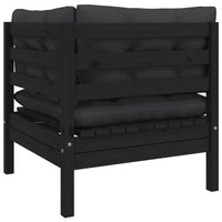 Thumbnail for Garten-Ecksofa mit Kissen Schwarz Massivholz Kiefer