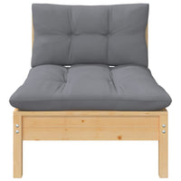 Thumbnail for Garten-Mittelsofa mit Grauen Kissen Massivholz Kiefer