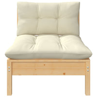 Thumbnail for Garten-Mittelsofa mit Kissen Creme Massivholz Kiefer