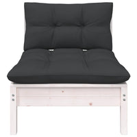 Thumbnail for Garten-Mittelsofa mit Kissen Weiß Massivholz Kiefer