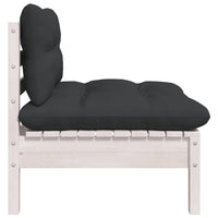 Thumbnail for Garten-Mittelsofa mit Kissen Weiß Massivholz Kiefer