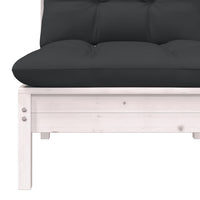 Thumbnail for Garten-Mittelsofa mit Kissen Weiß Massivholz Kiefer
