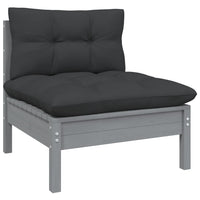 Thumbnail for Garten-Mittelsofa mit Anthrazit Kissen Grau Massivholz Kiefer
