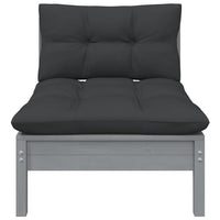 Thumbnail for Garten-Mittelsofa mit Anthrazit Kissen Grau Massivholz Kiefer