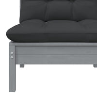 Thumbnail for Garten-Mittelsofa mit Anthrazit Kissen Grau Massivholz Kiefer