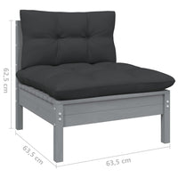 Thumbnail for Garten-Mittelsofa mit Anthrazit Kissen Grau Massivholz Kiefer