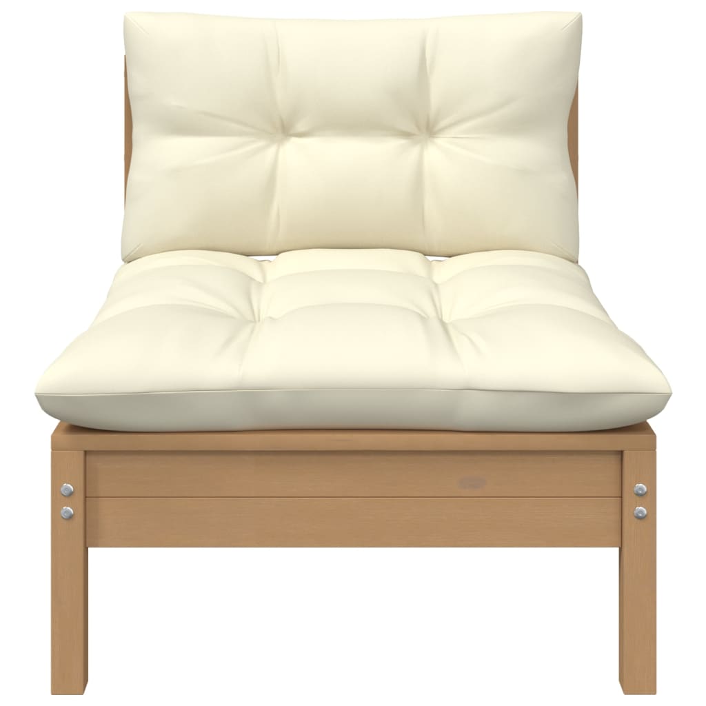 Garten-Mittelsofa mit Kissen Honigbraun Massivholz Kiefer