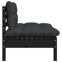 Thumbnail for Garten-Mittelsofa mit Kissen Schwarz Massivholz Kiefer