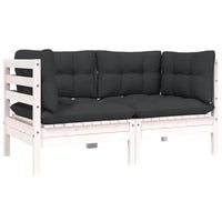 Thumbnail for 2-Sitzer-Gartensofa mit Kissen Weiß Massivholz Kiefer
