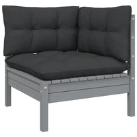 Thumbnail for 2-Sitzer-Gartensofa mit Kissen Grau Massivholz Kiefer
