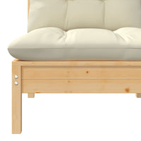Thumbnail for 2-Sitzer-Gartensofa mit Creme Kissen Massivholz Kiefer