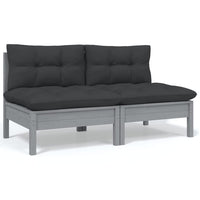 Thumbnail for 2-Sitzer-Gartensofa mit Kissen Grau Massivholz Kiefer