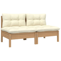Thumbnail for 2-Sitzer-Gartensofa mit Kissen Creme Massivholz Kiefer