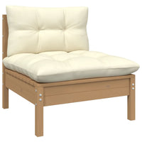 Thumbnail for 2-Sitzer-Gartensofa mit Kissen Creme Massivholz Kiefer