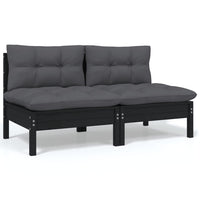 Thumbnail for 2-Sitzer-Gartensofa mit Kissen Schwarz Massivholz Kiefer