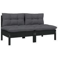 Thumbnail for 2-Sitzer-Gartensofa mit Kissen Schwarz Massivholz Kiefer