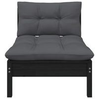 Thumbnail for 2-Sitzer-Gartensofa mit Kissen Schwarz Massivholz Kiefer