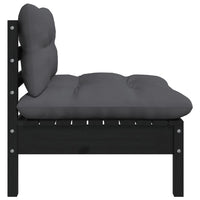 Thumbnail for 2-Sitzer-Gartensofa mit Kissen Schwarz Massivholz Kiefer