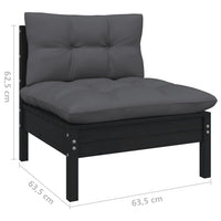Thumbnail for 2-Sitzer-Gartensofa mit Kissen Schwarz Massivholz Kiefer