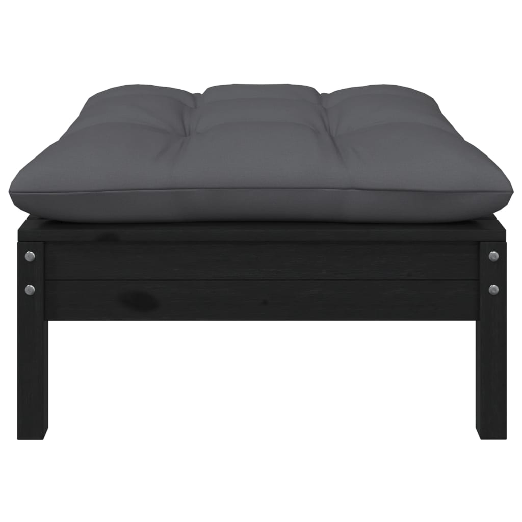 2-Sitzer-Gartensofa mit Kissen Schwarz Massivholz Kiefer