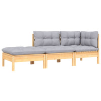 Thumbnail for 3-tlg. Garten-Lounge-Set mit Grauen Kissen Kiefer Massivholz