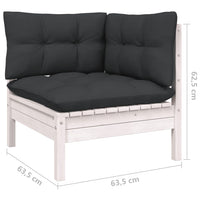 Thumbnail for 3-tlg. Garten-Lounge-Set mit Kissen Weiß Kiefer Massivholz