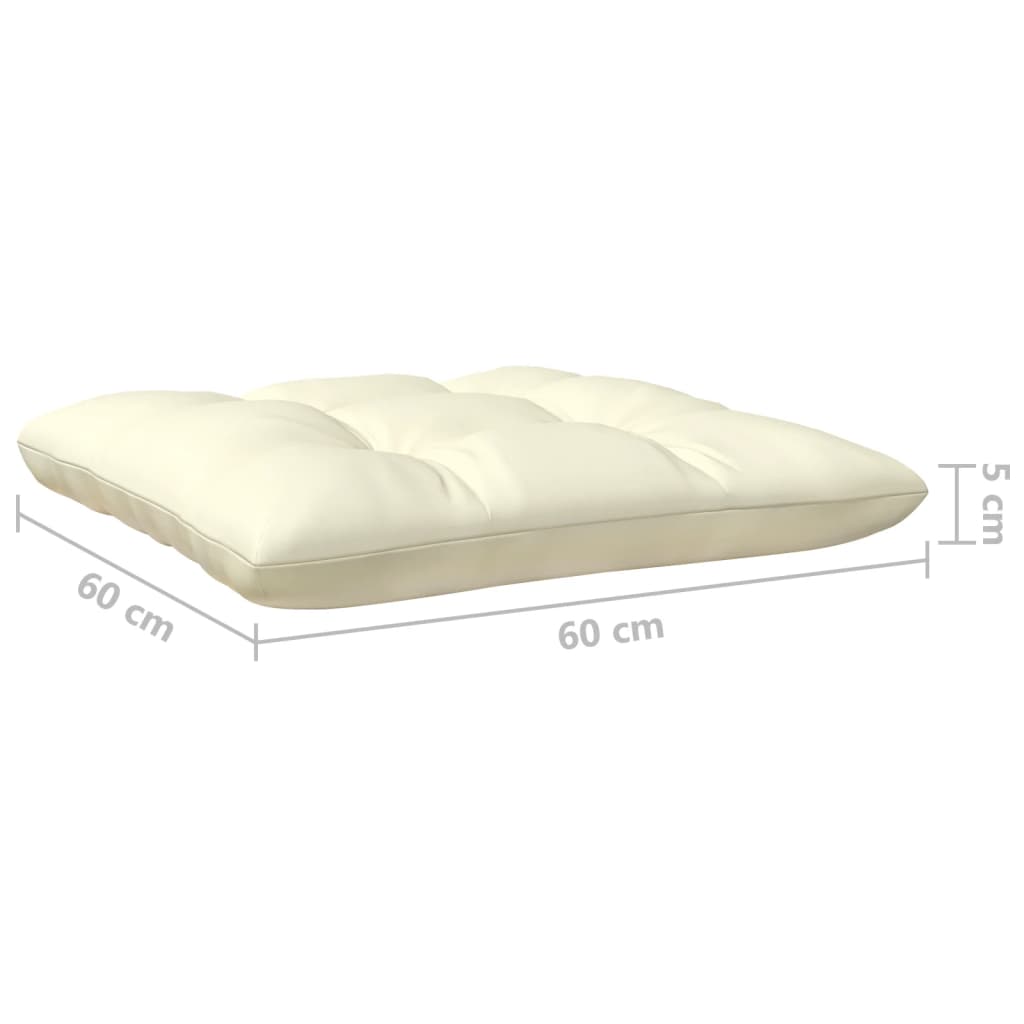 3-tlg. Garten-Lounge-Set mit Kissen Creme Massivholz Kiefer