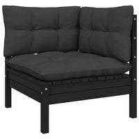 Thumbnail for 3-tlg. Garten-Lounge-Set mit Kissen Schwarz Massivholz Kiefer