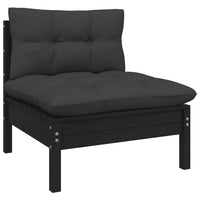 Thumbnail for 3-tlg. Garten-Lounge-Set mit Kissen Schwarz Massivholz Kiefer