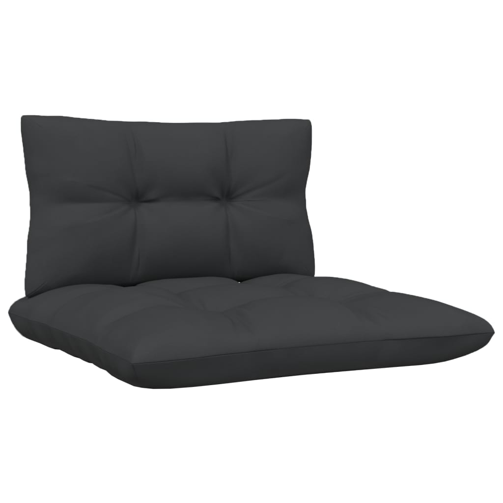 3-tlg. Garten-Lounge-Set mit Kissen Schwarz Massivholz Kiefer