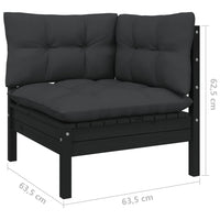 Thumbnail for 3-tlg. Garten-Lounge-Set mit Kissen Schwarz Massivholz Kiefer