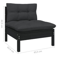 Thumbnail for 3-tlg. Garten-Lounge-Set mit Kissen Schwarz Massivholz Kiefer